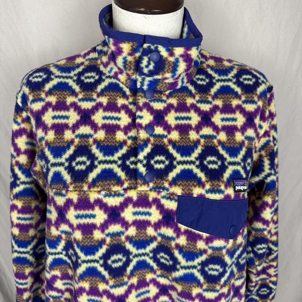 Patagonia Synchilla Womens MEDIUM Aberdeen Butterfly Aztec Snap Pullover Jacket - Picture 4 of 15